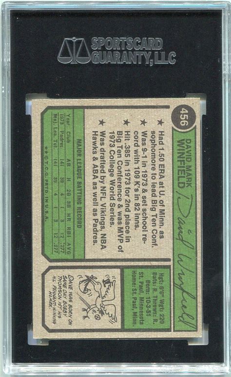 Maybe you would like to learn more about one of these? Lot Detail - 1974 Topps #456 Dave Winfield Rookie Card SGC 84