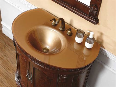 You can get sinks in oval, round, square or rectangular shapes. 36" Cerceda Half Round Bath Vanity - Bathgems.com