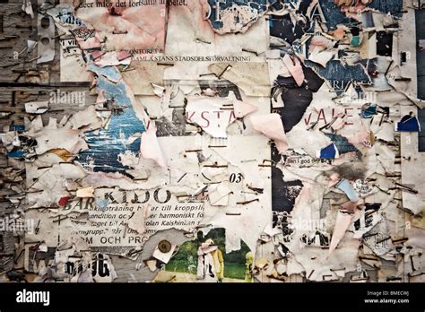 View Of Torn Poster On Wall Stock Photo Alamy