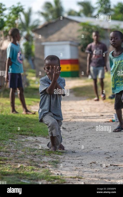 Ghana Children Happily Posing In Front Of The Camera The Picture Was