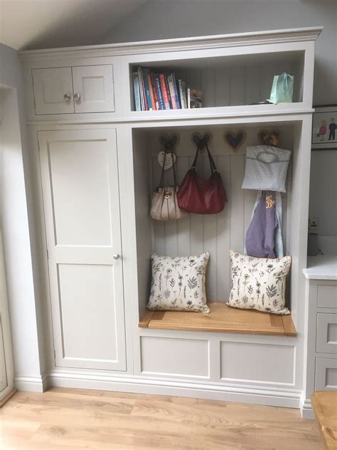 Hallway Storage Cupboard Including Shoe Box And Coat Hooks With Love