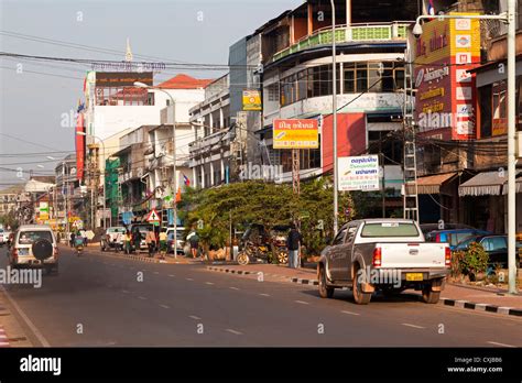 City Centre Street Vientiane Laos Stock Photos And City Centre Street