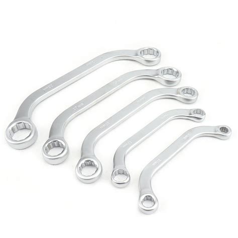 5pcs 140~240mm Length Ring Spanner Wrench Obstruction C Type Bent