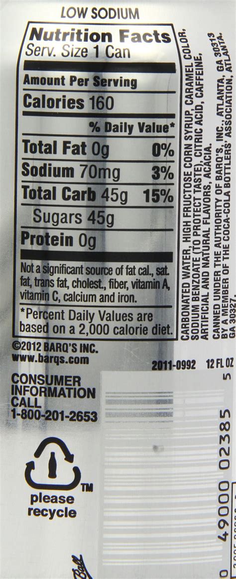 Barqs Root Beer Nutrition Facts Nutrition Pics