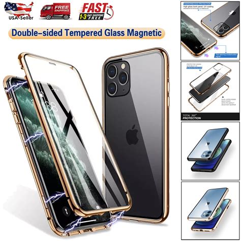 For Iphone Pro Max Case Magnetic Tempered Glass Clear Full Screen