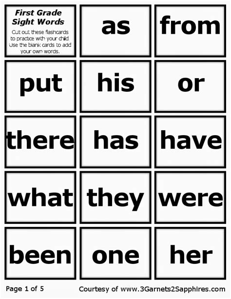 Best First Grade Sight Words Flash Cards Printable Russell Website