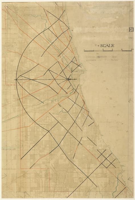 Number of diagonal branches was observed: Plate 91 from The Plan of Chicago, Chicago, Proposed Diagonal Arteries | The Art Institute of ...