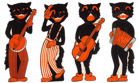 Maybe you would like to learn more about one of these? Vintage beistle scat cat band cutouts | Retro halloween ...