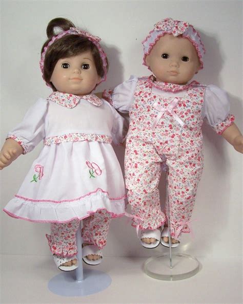 Dolls And Bears Matching Pink Blue Pajama Pjs Nightgown Doll Clothes For