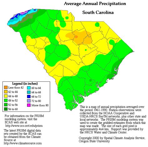 South Carolina Precipitation Map