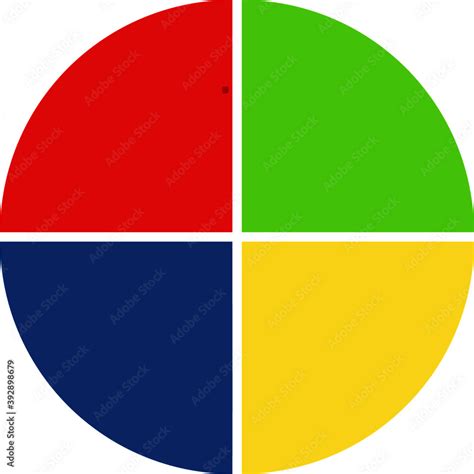 Bright Colored Circle Divided In Four Pie Chart With Separated Same