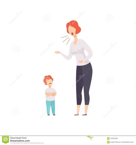 Mom Scolding At Her Son Young Woman Yelling At Child