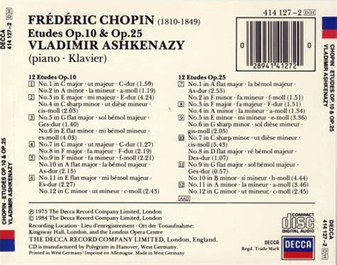 Vladimir Ashkenazy Chopin Etudes Op 10 And Op 25 1984