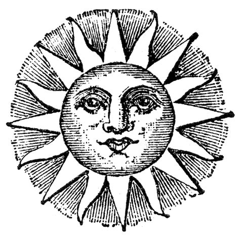 Then you'll have a body! Vintage Clip Art - Old Fashioned Sun with Face - The ...