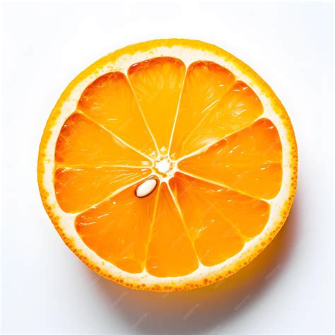 Premium Ai Image Single Orange Sliced In Half On White Surface