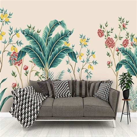 Custom Wallpaper Mural Pastoral Plants And Flowers Bvm Home