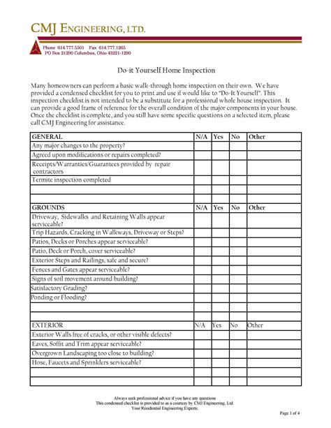 Printable Home Inspection Checklists Word Pdf