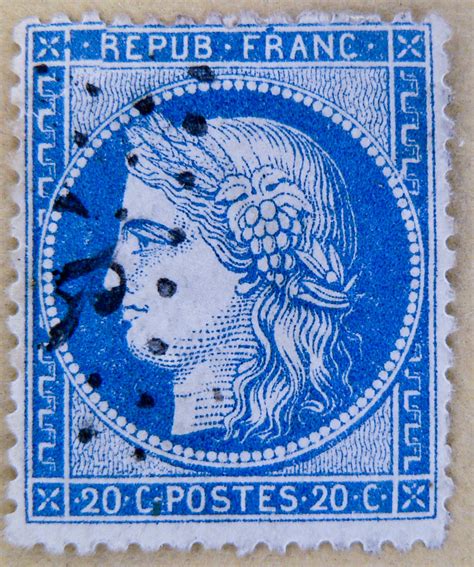 Vintage French Stamp France 20c Ceres Blue Postes Timbres