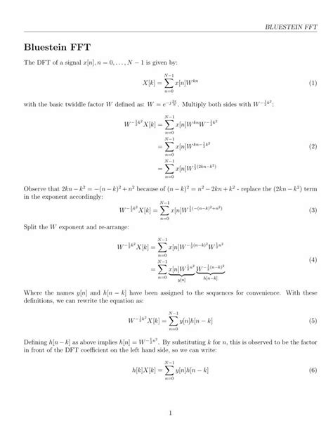 Pdf Bluestein Fft Rs Met Fft Interpretation The Right Hand Side Of Equation 6 Is Recognized