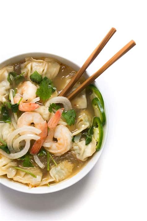 Asian Noodle Soup With Shrimp And Wontons The Lemon Bowl