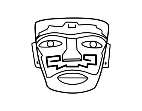 Dibujo de Máscara ancestral azteca para Colorear Dibujos net