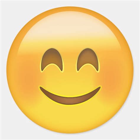 Pegatina Redonda Cara Sonriente Con Emoji Sonriente De Los Ojos Zazzlees