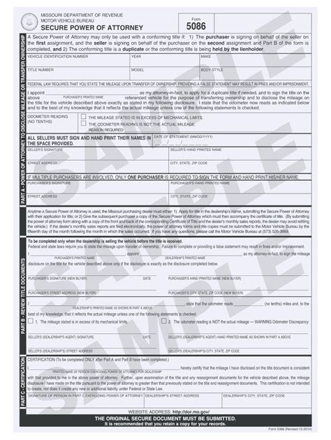 Missouri Power Of Attorney Form 5086 Fill Out And Sign Online Dochub