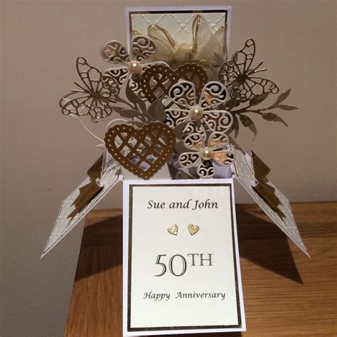 50th Wedding Anniversary Card Handmade Pop Up Greeting Card