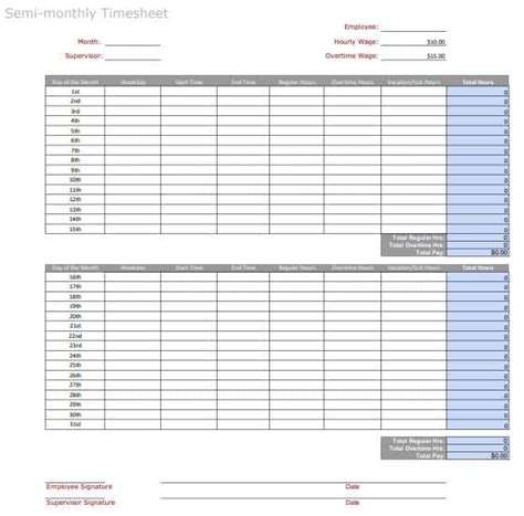 Free Downloadable Timesheet Templates For Your Business