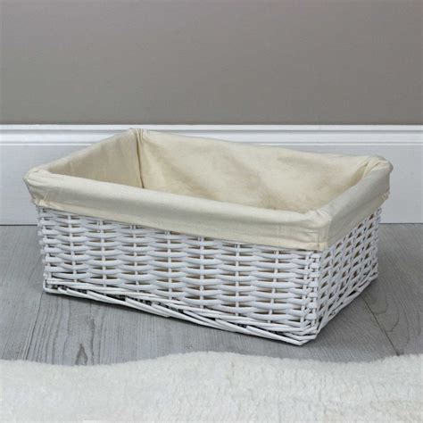 Lightweight White Wicker Lined Storage Basket The Basket Company