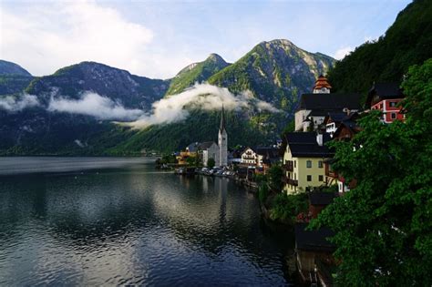 1369062 4k 5k Austria Mountains Lake Hallstatt Houses Alps