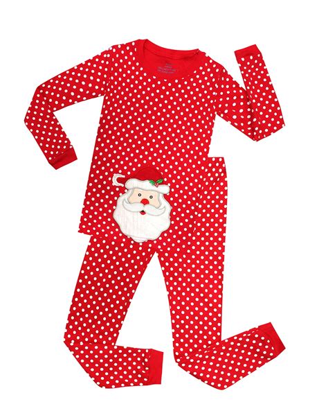 Elowel Pajamas Elowel Kids Red Polka Dot Santa 2 Piece Pajama Set 100