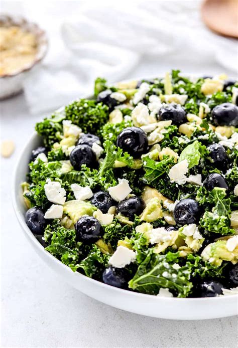 Lemon Kale Avocado Salad With Blueberries And Feta Easy And Delicious