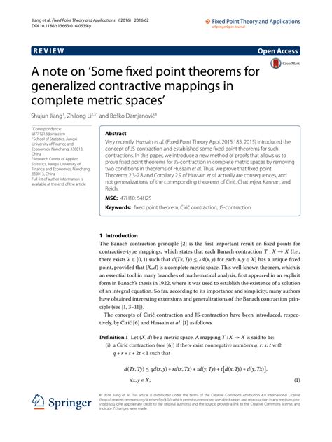 Pdf A Note On ‘some Fixed Point Theorems For Generalized Contractive