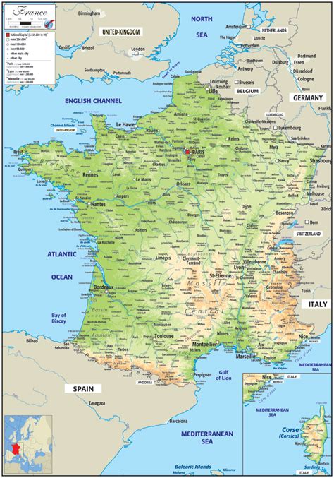France Physical Map All In One Photos