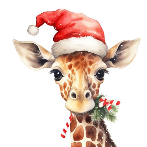 Christmas Giraffe Watercolor Illustration Giraffe Cute Giraffe