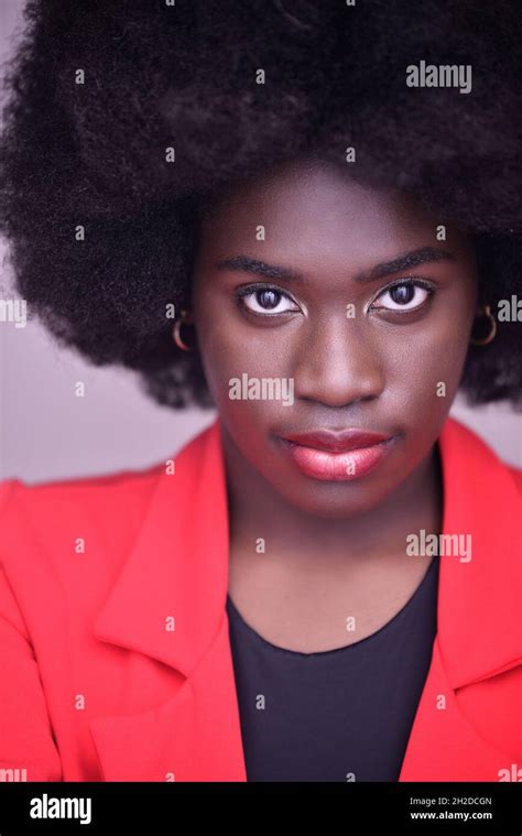 Beautiful Young Black Woman With Afro Hair Stock Photo Alamy