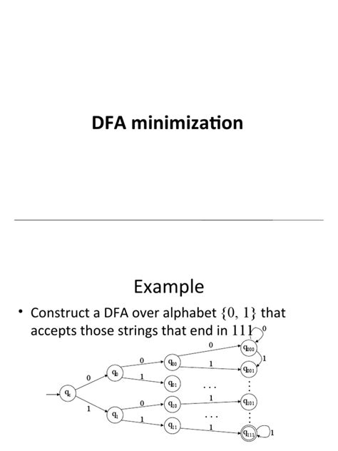 Dfa Minimization Models Of Computation Areas Of Computer Science