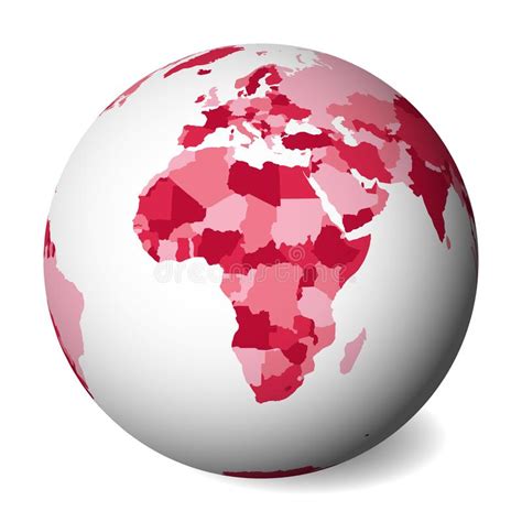 Blank Political Map Of Africa 3d Earth Globe With Pink Map Vector