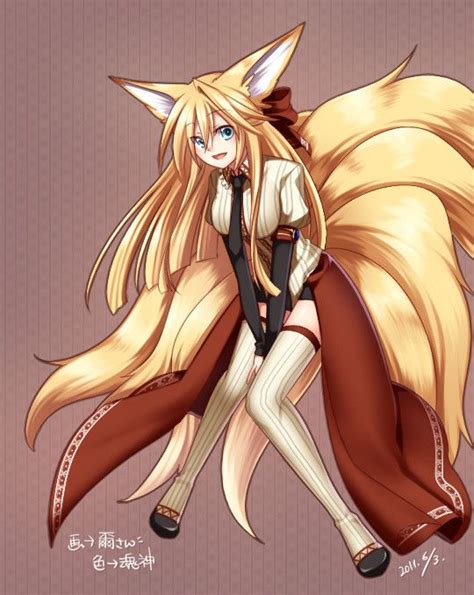 Images Of Nine Tailed Anime Fox Girl Drawing