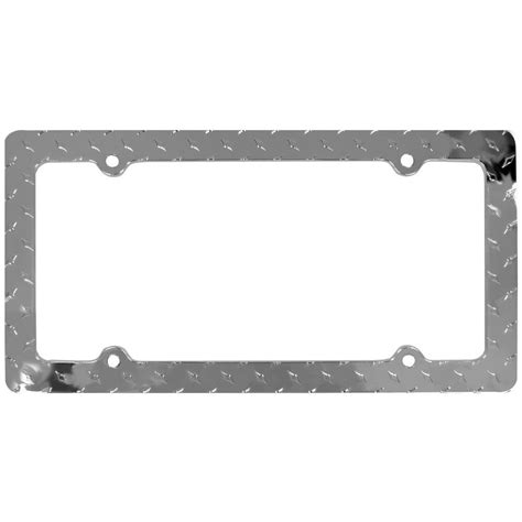 Chrome Metal Diamond Plate License Plate Frame 92570 The Home Depot