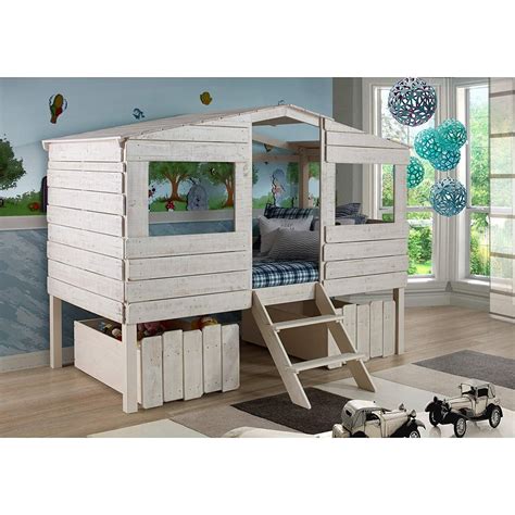 Donco Kids Tree House Low Loft Bed Colorrustic Sandsizetwinstylew