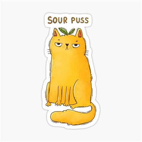 Sour Puss Sticker For Sale By Taniasamoshkina Redbubble
