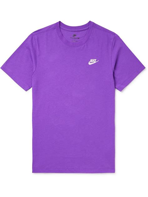 Nike Sportswear Club Logo Embroidered Cotton Jersey T Shirt Purple Nike