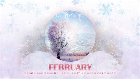 Winter February Calendar Wallpapers 1600x900 354134