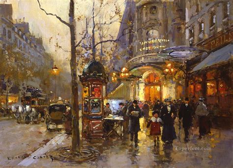 Ec Theatre Du Vaudeville Parisian Painting In Oil For Sale