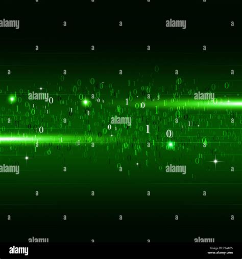 Abstract Motion Binary Code Numbers Concept Technology Green Background