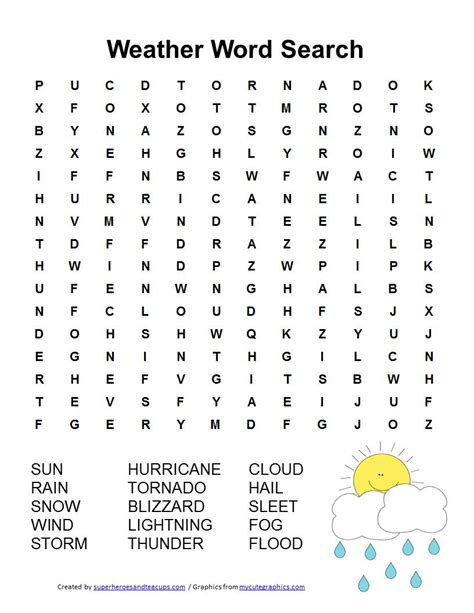 Weather Word Search Free Printable