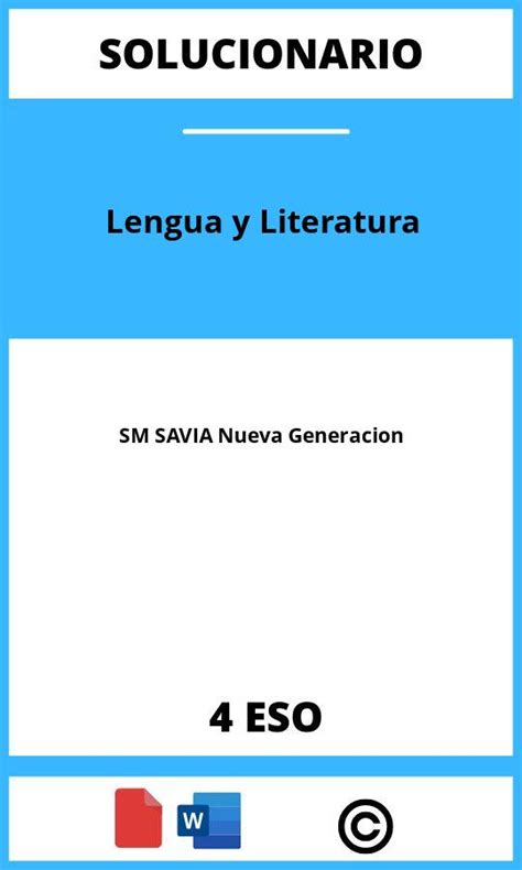 Solucionario Lengua Y Literatura 4 ESO SM SAVIA Nueva Generacion PDF