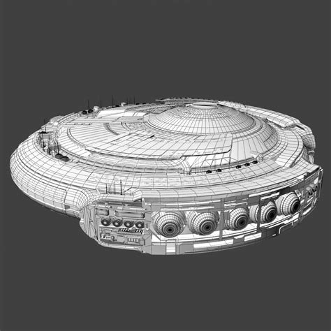 Sci Fi Spaceship Battleship Cruiser Round Sci Fi Mothership 3d Model